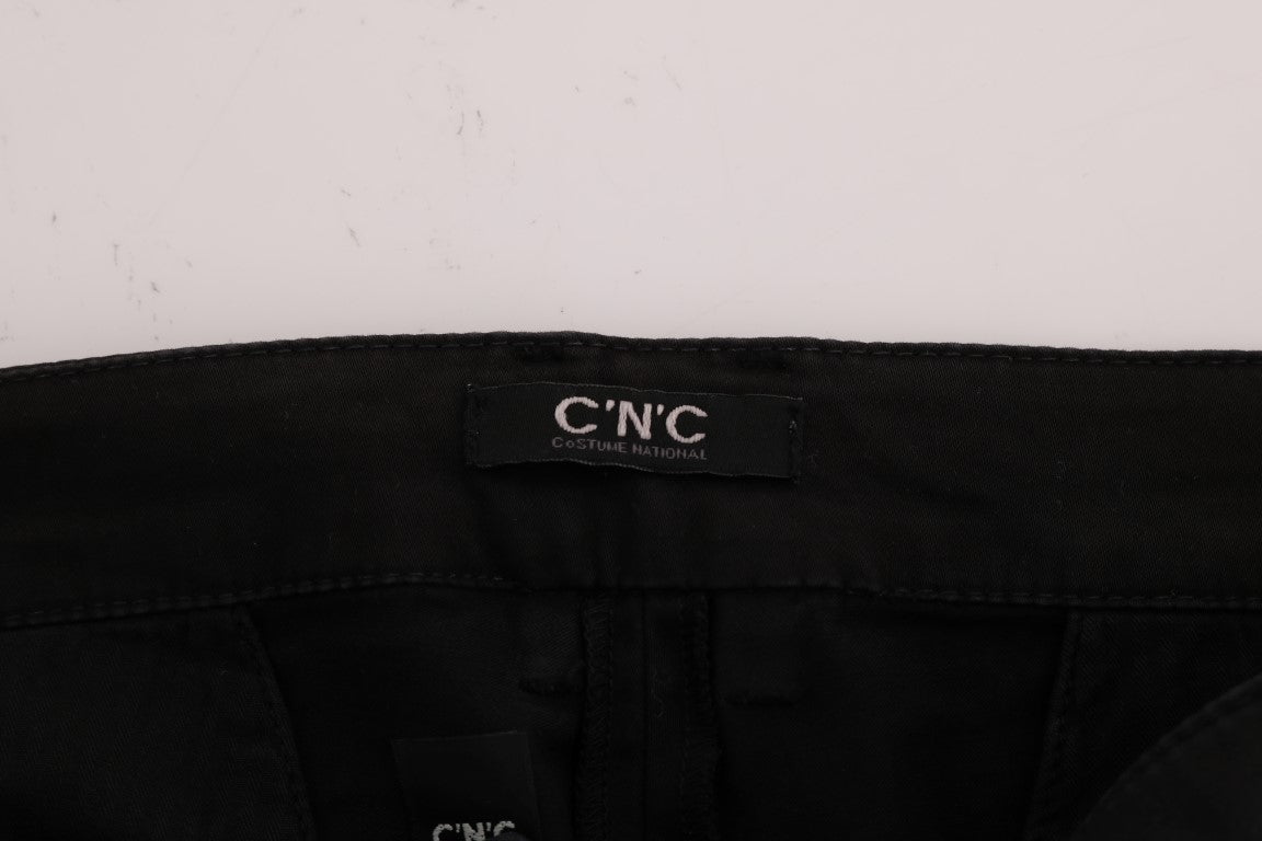 Costume National – Schwarze Slim Fit-Hose aus Baumwollstretch