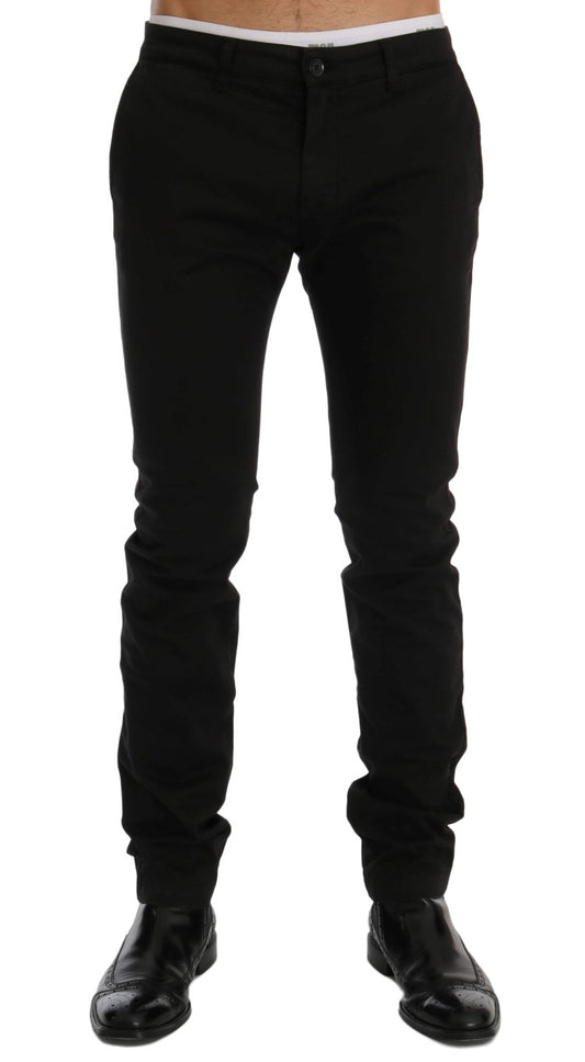 GF Ferre – Schwarze Chinohose aus Baumwollstretch