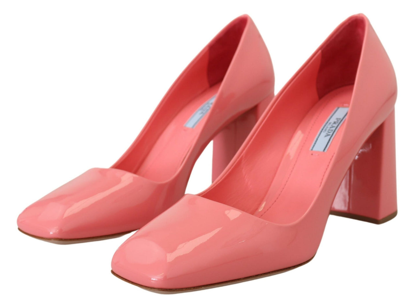 Prada Pink Lackleder Block Heels Pumps Classic