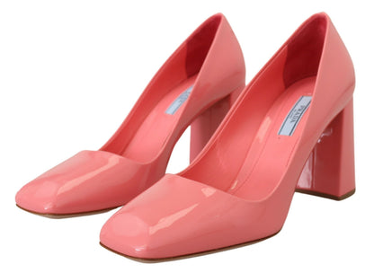 Prada Pink Lackleder Block Heels Pumps Classic