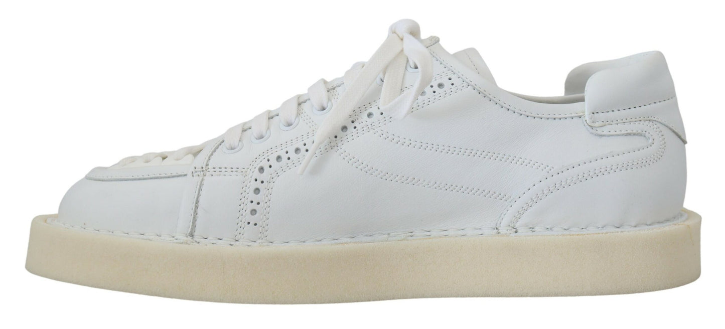Dolce &amp; Gabbana Weiße Leder Low Top Oxford Sneakers Freizeitschuhe