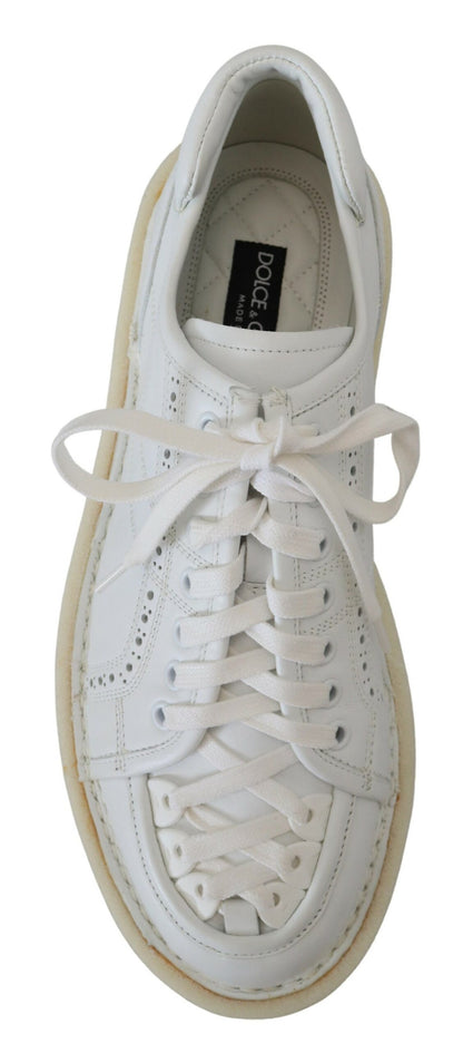 Dolce &amp; Gabbana Weiße Leder Low Top Oxford Sneakers Freizeitschuhe