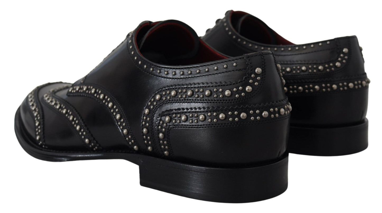 Dolce &amp; Gabbana – Derby-Schuhe aus schwarzem Leder mit Nieten