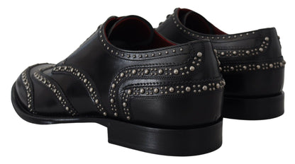 Dolce &amp; Gabbana – Derby-Schuhe aus schwarzem Leder mit Nieten