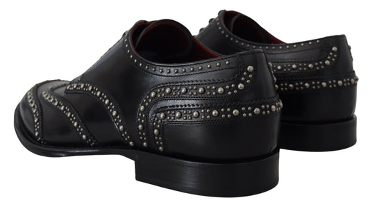 Dolce &amp; Gabbana – Derby-Schuhe aus schwarzem Leder mit Nieten