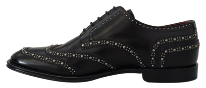 Dolce &amp; Gabbana – Derby-Schuhe aus schwarzem Leder mit Nieten