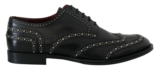 Dolce &amp; Gabbana – Derby-Schuhe aus schwarzem Leder mit Nieten