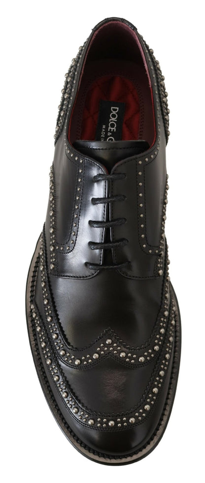 Dolce &amp; Gabbana – Derby-Schuhe aus schwarzem Leder mit Nieten
