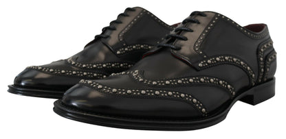 Dolce &amp; Gabbana – Derby-Schuhe aus schwarzem Leder mit Nieten