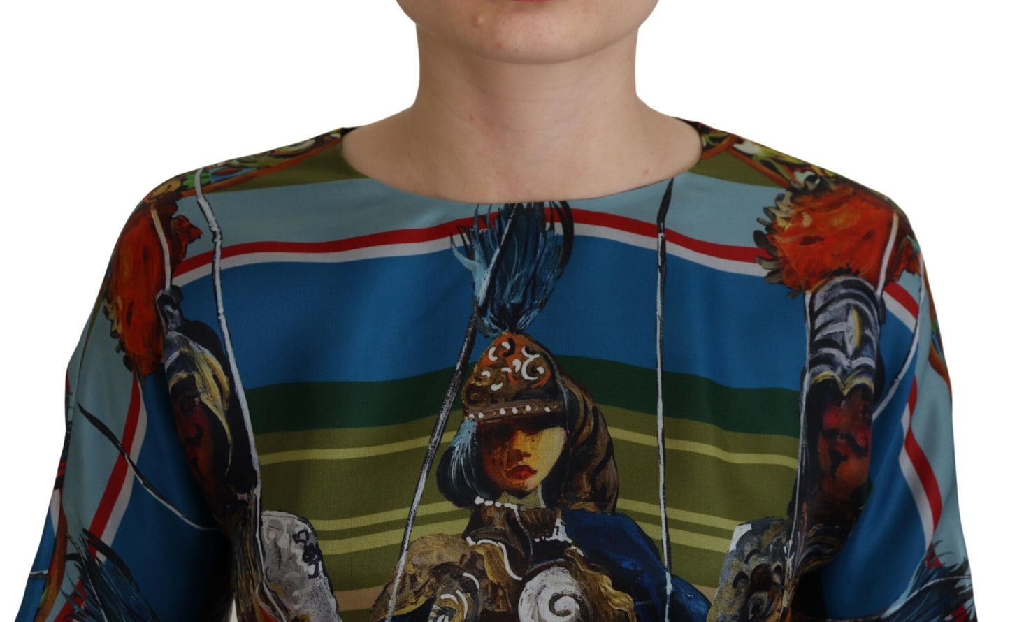 Dolce &amp; Gabbana – Langes A-Linien-Kleid aus mehrfarbiger sizilianischer Seide