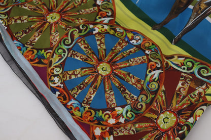 Dolce &amp; Gabbana – Langes A-Linien-Kleid aus mehrfarbiger sizilianischer Seide