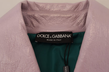 Dolce &amp; Gabbana – Kurze, violette Baumwolljacke mit Knopfleiste