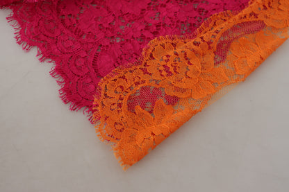 Dolce &amp; Gabbana Pink-orangefarbene Shorts aus Baumwolle mit hoher Taille