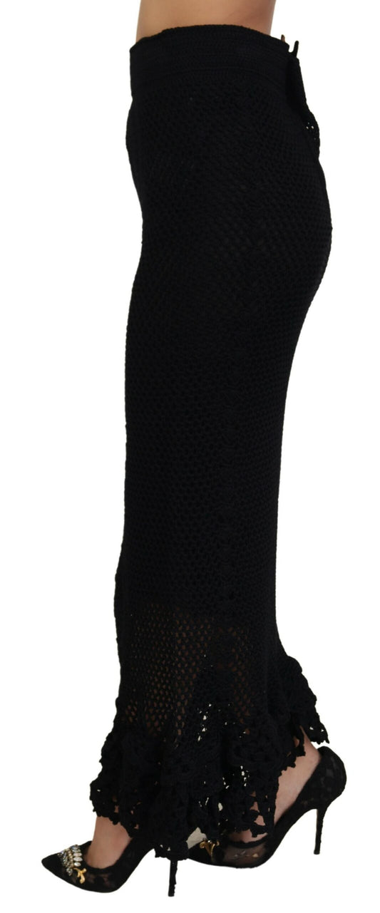 Dolce & Gabbana – Schwarzer Meerjungfrauenrock aus gestrickter Baumwolle mit hoher Taille