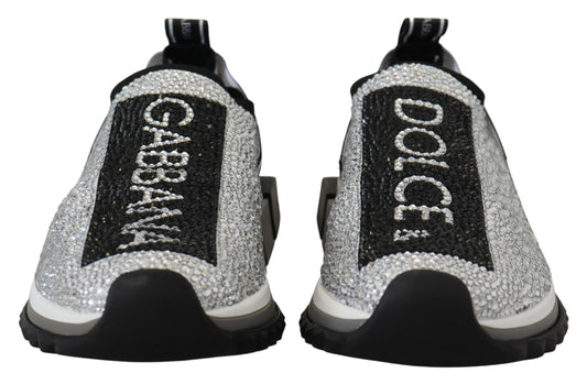 Dolce &amp; Gabbana Silber Strass Sorrento Sneakers Schuhe