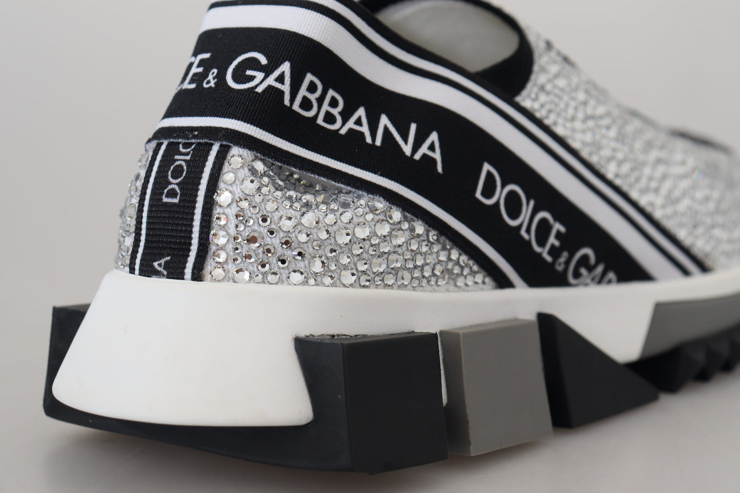 Dolce &amp; Gabbana Silber Strass Sorrento Sneakers Schuhe