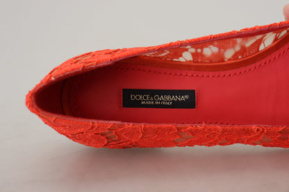 Dolce &amp; Gabbana – Rote Taormina-Ballerinas mit Spitzenkristallen