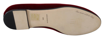 Dolce &amp; Gabbana Bordeaux Samt Slip-On Loafers Flats Schuhe