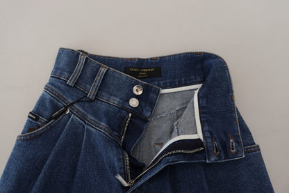 Dolce &amp; Gabbana Blaue Jeans mit hoher Taille aus Baumwollstretch
