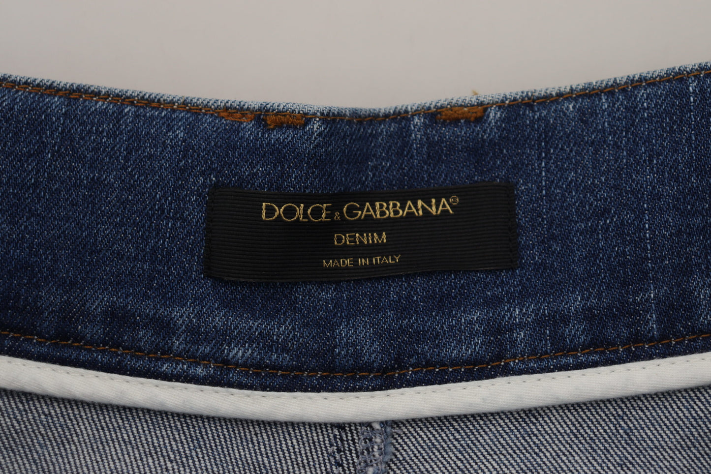 Dolce &amp; Gabbana Blaue Jeans mit hoher Taille aus Baumwollstretch