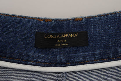 Dolce &amp; Gabbana Blaue Jeans mit hoher Taille aus Baumwollstretch