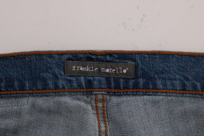 Frankie Morello – Dunfermile Slim Fit Jeans in blauer Waschung und zerrissenem Design
