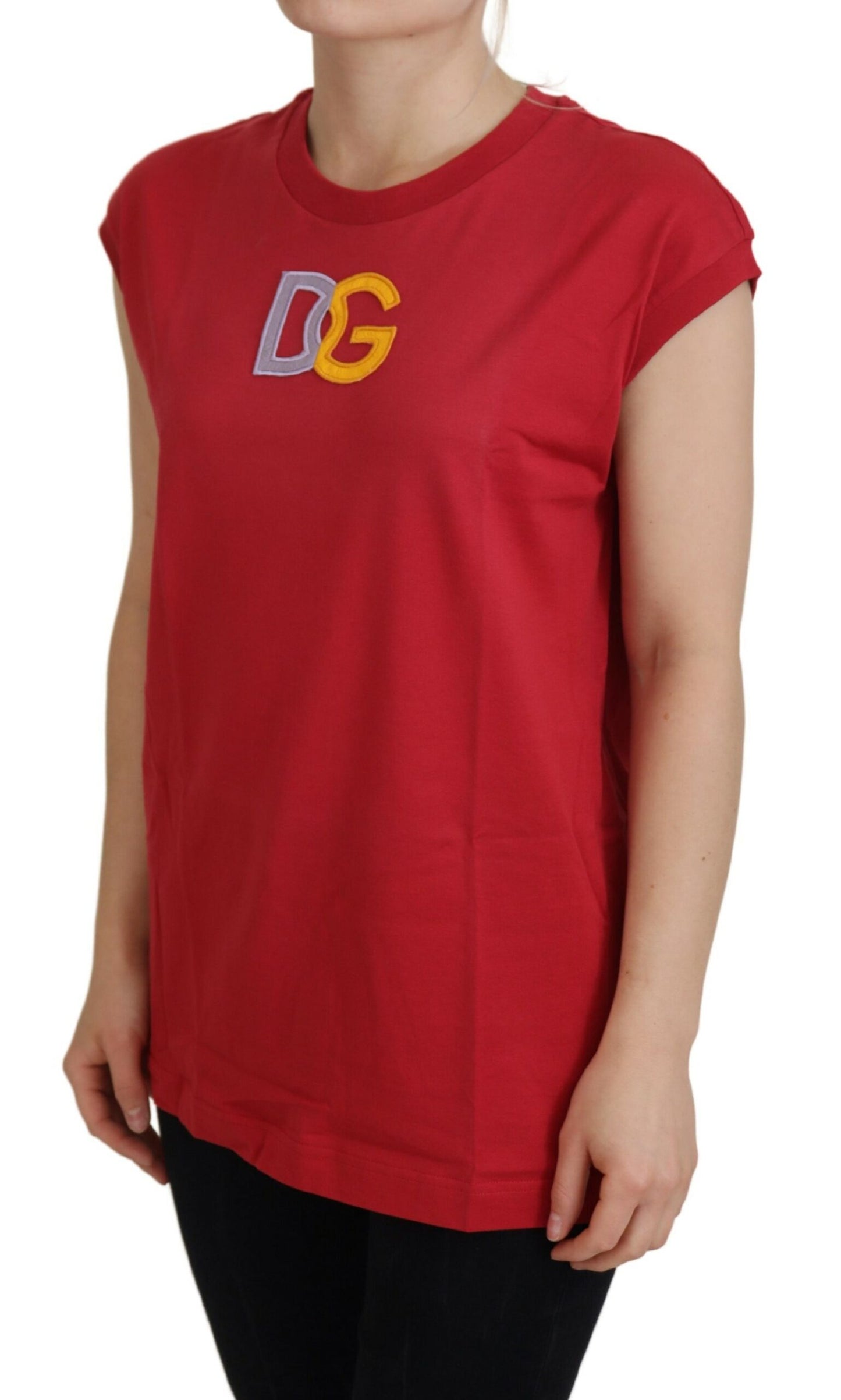 Dolce &amp; Gabbana – Rotes Tanktop aus Baumwolle mit DG-Logo
