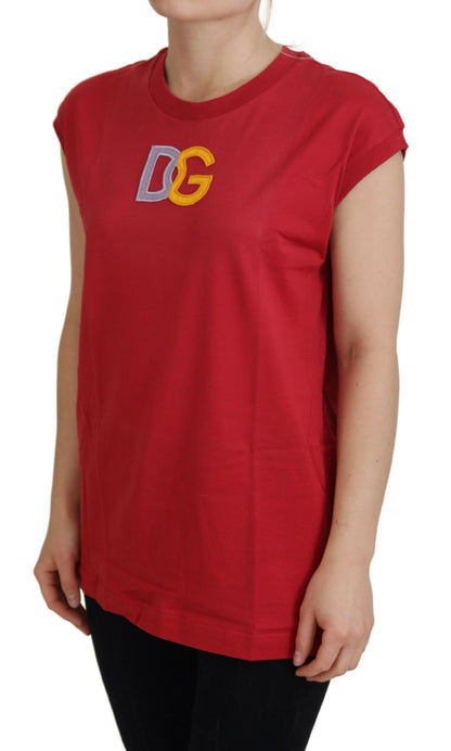 Dolce &amp; Gabbana – Rotes Tanktop aus Baumwolle mit DG-Logo