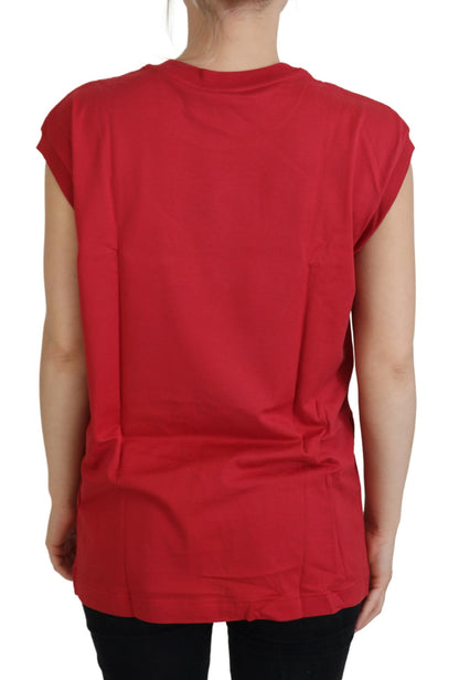 Dolce &amp; Gabbana – Rotes Tanktop aus Baumwolle mit DG-Logo