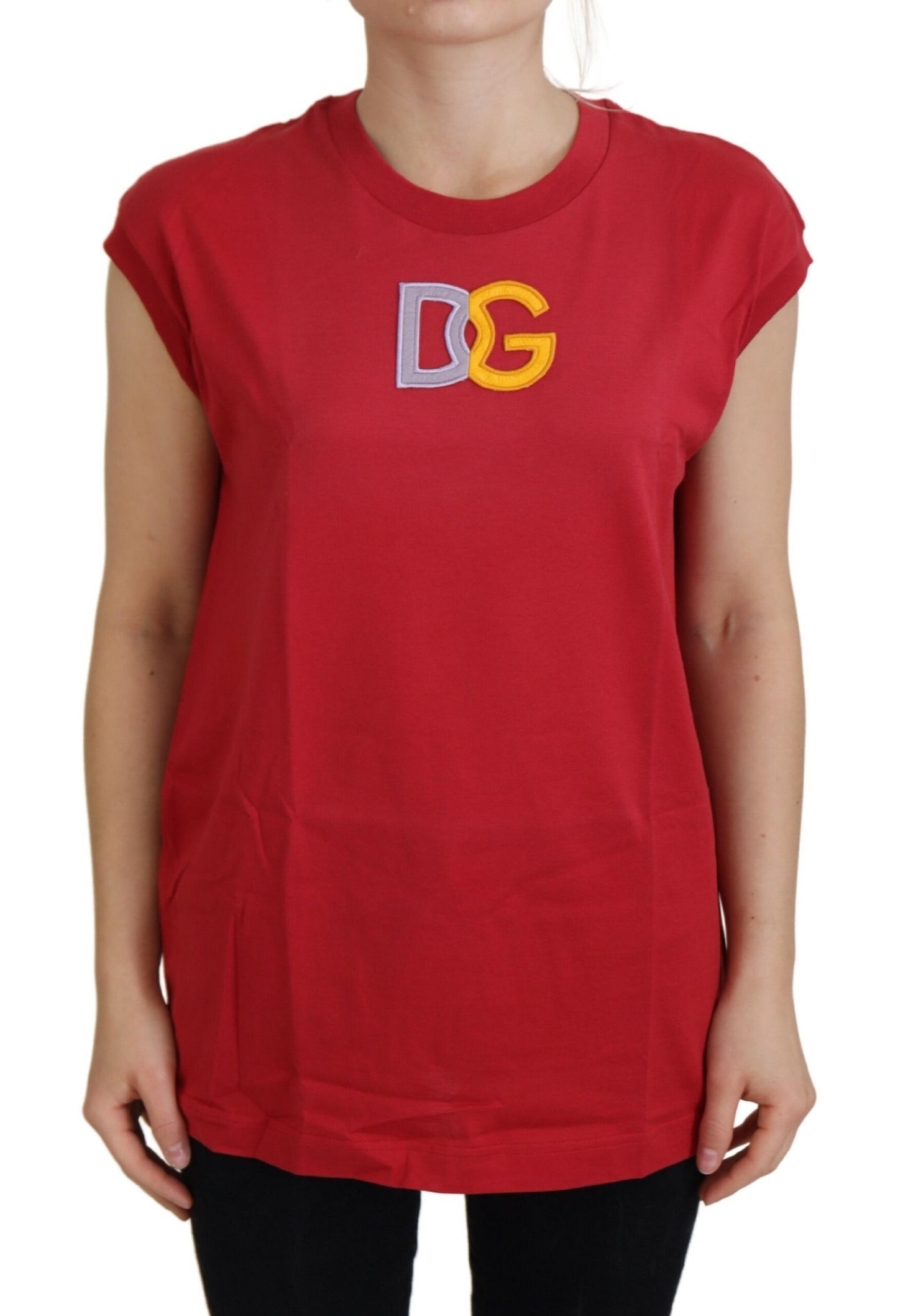 Dolce &amp; Gabbana – Rotes Tanktop aus Baumwolle mit DG-Logo