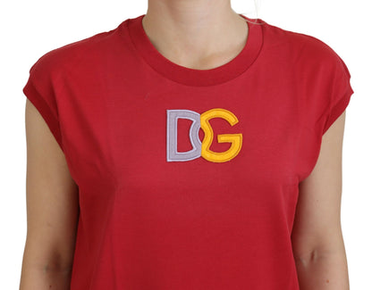 Dolce &amp; Gabbana – Rotes Tanktop aus Baumwolle mit DG-Logo
