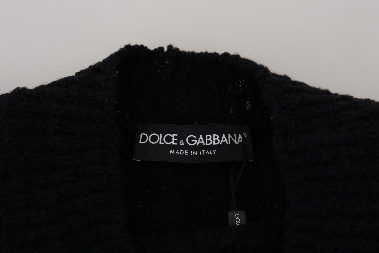 Dolce &amp; Gabbana – Schwarzer Pullover aus Wollstrick mit Rundhalsausschnitt