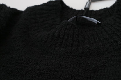 Dolce &amp; Gabbana – Schwarzer Pullover aus Wollstrick mit Rundhalsausschnitt