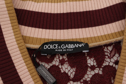 Dolce &amp; Gabbana Mehrfarbiger Pullover mit V-Ausschnitt aus Spitze