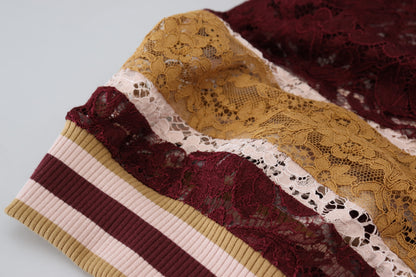 Dolce &amp; Gabbana Mehrfarbiger Pullover mit V-Ausschnitt aus Spitze
