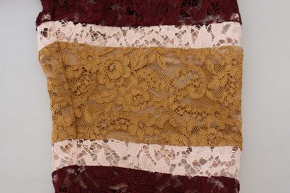 Dolce &amp; Gabbana Mehrfarbiger Pullover mit V-Ausschnitt aus Spitze