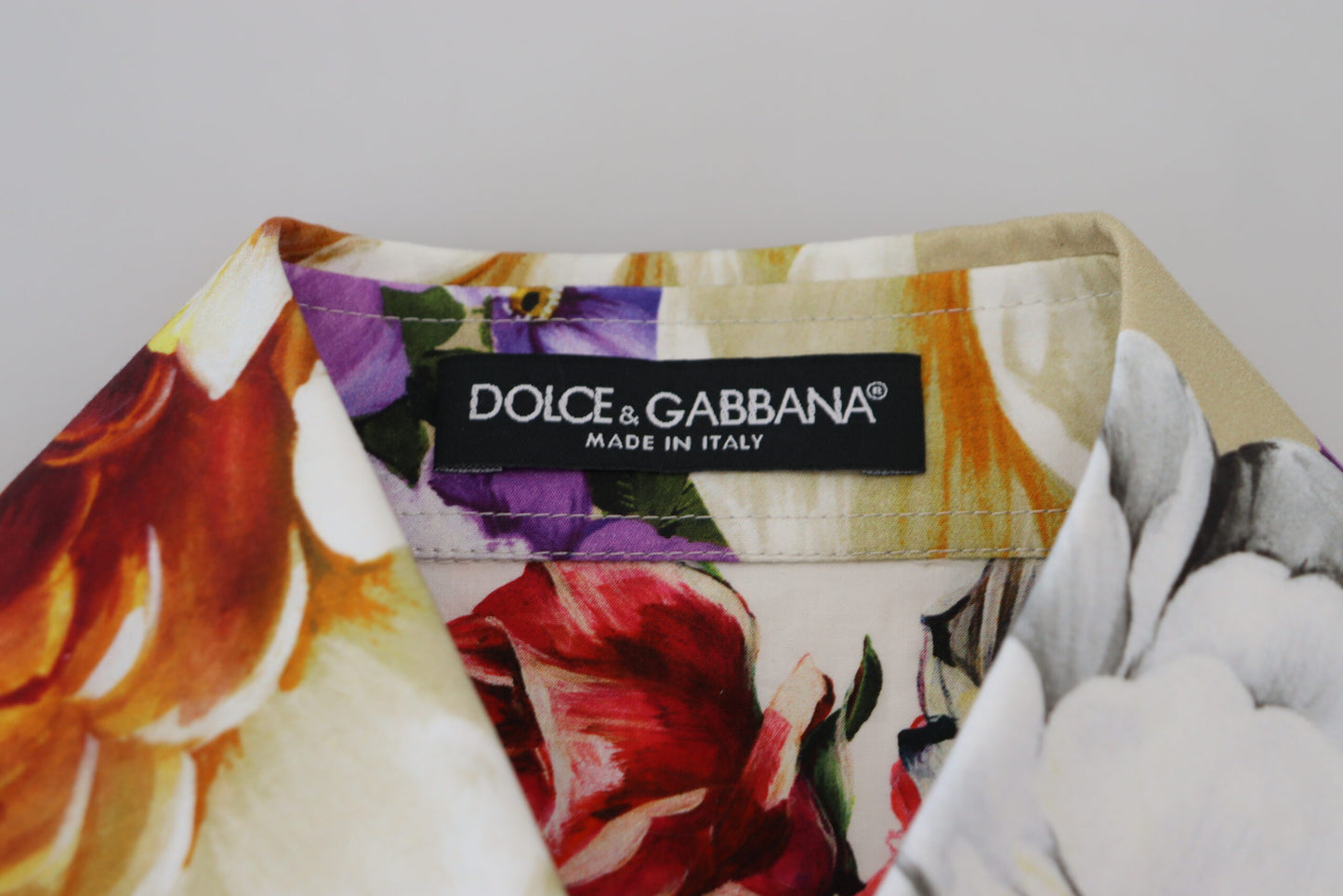 Dolce &amp; Gabbana – Blusenoberteil aus Baumwolle mit mehrfarbigem Blumenmuster und Kragen