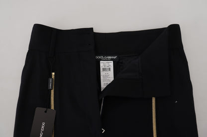 Dolce &amp; Gabbana – Schwarze, hoch taillierte Karottenhose aus Wolle