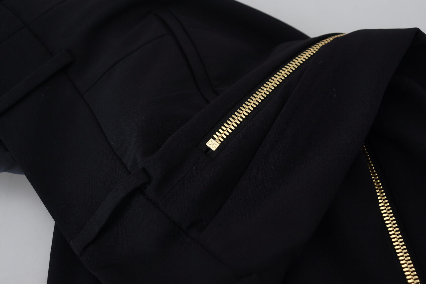 Dolce &amp; Gabbana – Schwarze, hoch taillierte Karottenhose aus Wolle