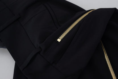 Dolce &amp; Gabbana – Schwarze, hoch taillierte Karottenhose aus Wolle