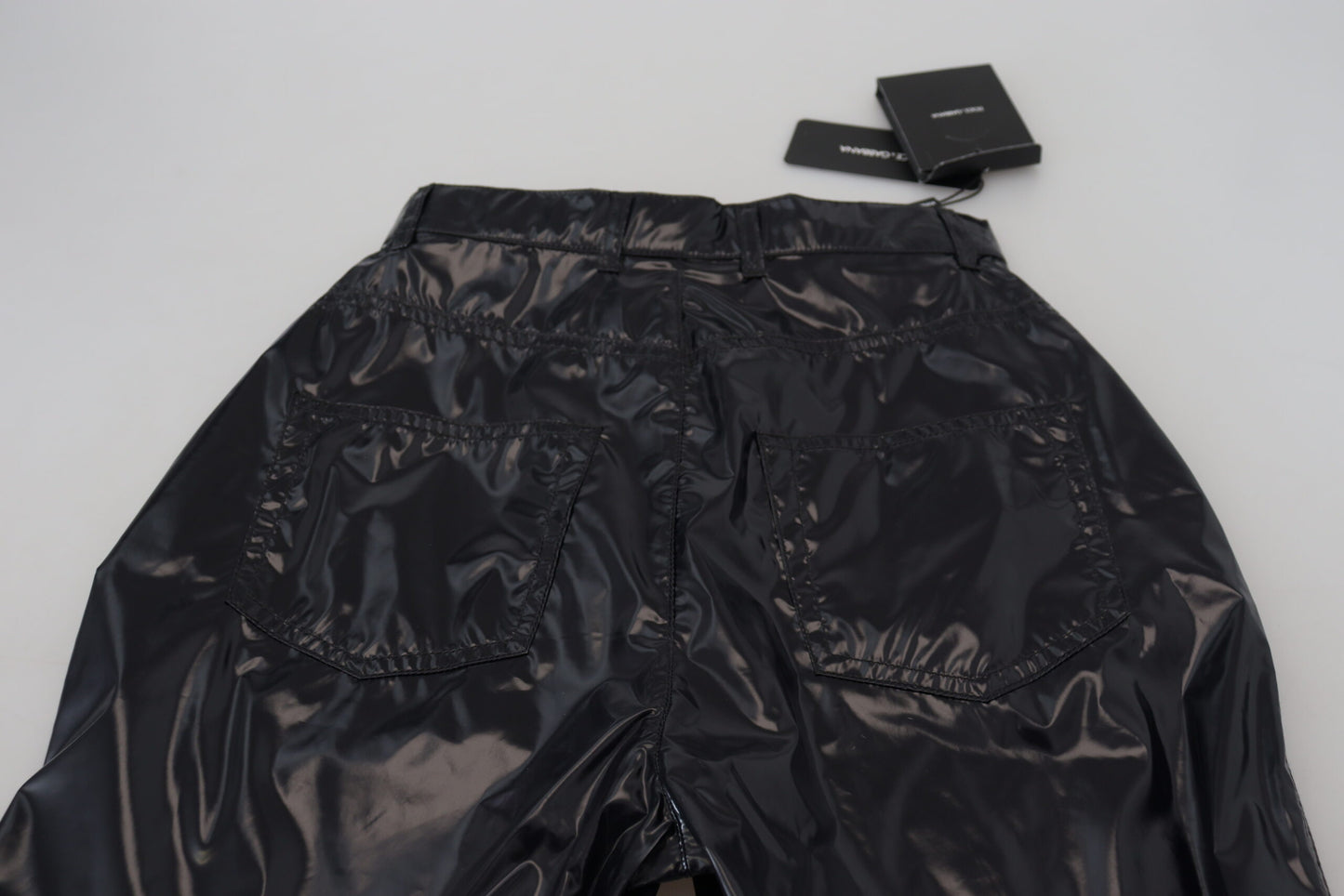 Dolce &amp; Gabbana – Schwarze Skinny-Hose aus Nylon mit hoher Taille