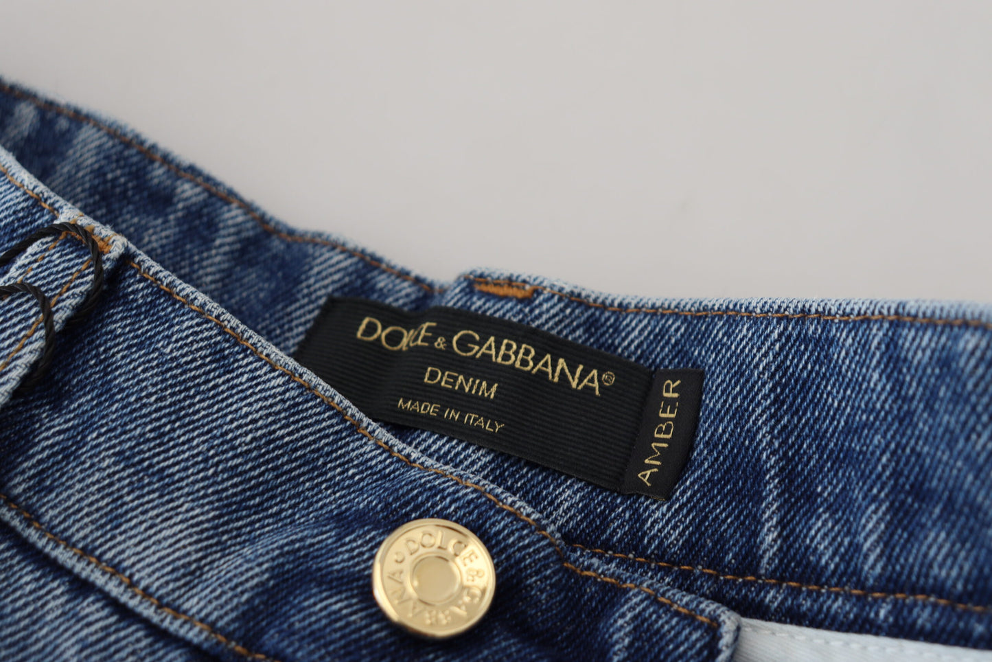 Dolce &amp; Gabbana – Blaue, zerfetzte Skinny-Jeans aus Baumwolldenim