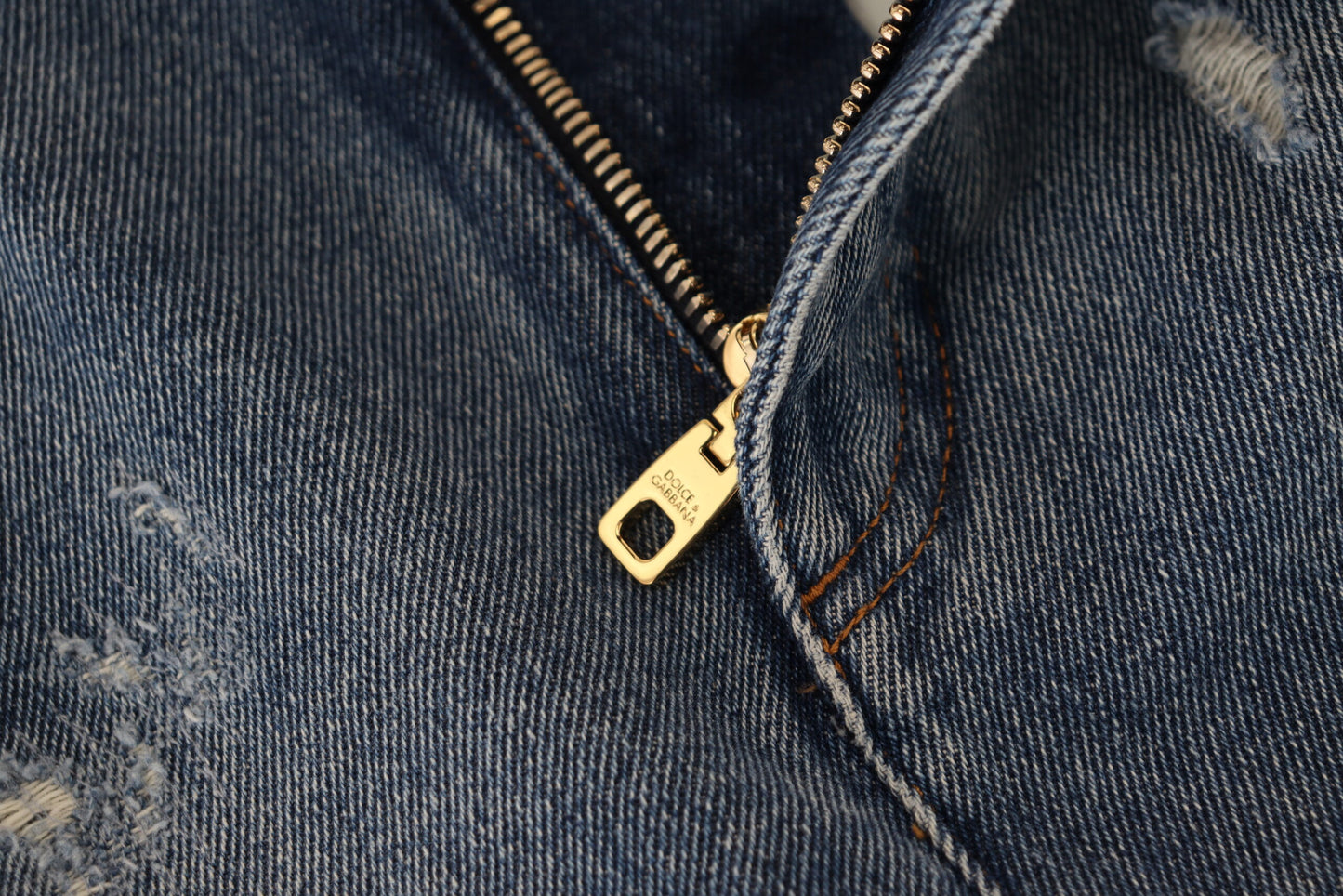 Dolce &amp; Gabbana – Blaue, zerfetzte Skinny-Jeans aus Baumwolldenim