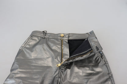 Dolce &amp; Gabbana – Enge Hose mit hoher Taille in Metallic-Silber