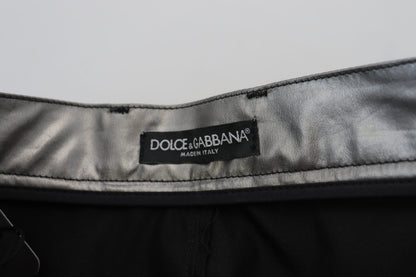 Dolce &amp; Gabbana – Enge Hose mit hoher Taille in Metallic-Silber