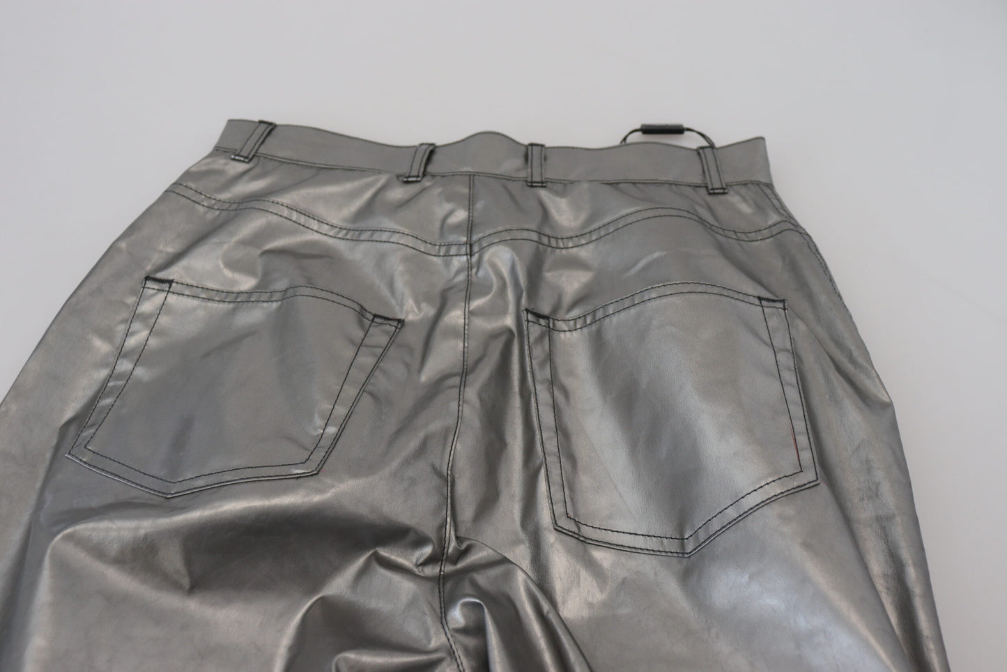Dolce &amp; Gabbana – Enge Hose mit hoher Taille in Metallic-Silber