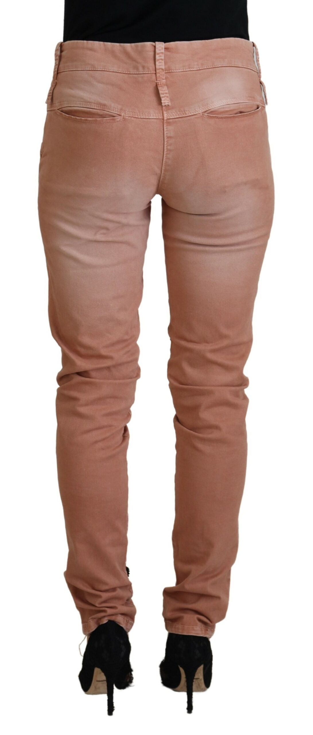 Acht Pink Mid Waist Slim Fit Damen Freizeithose