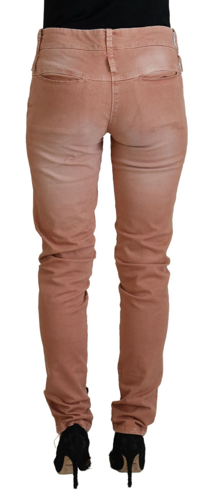 Acht Pink Mid Waist Slim Fit Damen Freizeithose