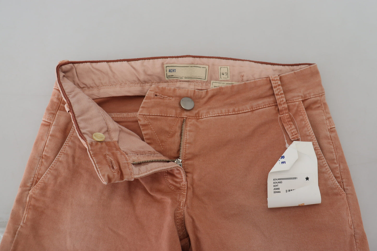 Acht Pink Mid Waist Slim Fit Damen Freizeithose