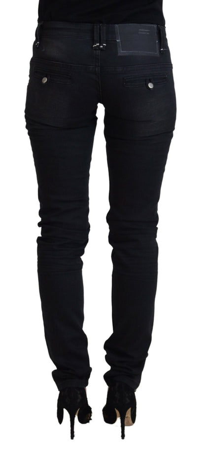 Acht Schwarze Skinny Jeans aus gewaschener Baumwolle für Damen
